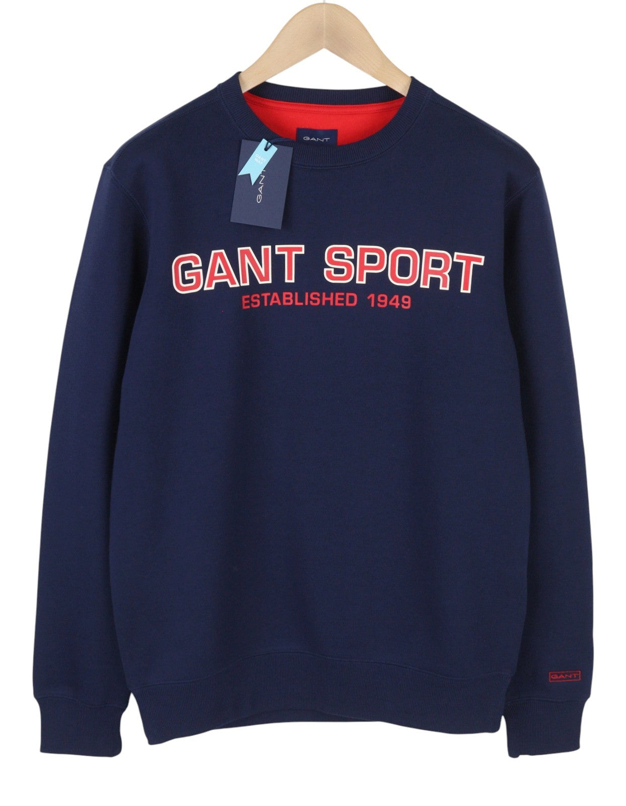 GANT Sport C-Neck Men Sweatshirt M Classic Blue Front Logo Long Sleeve Pullover