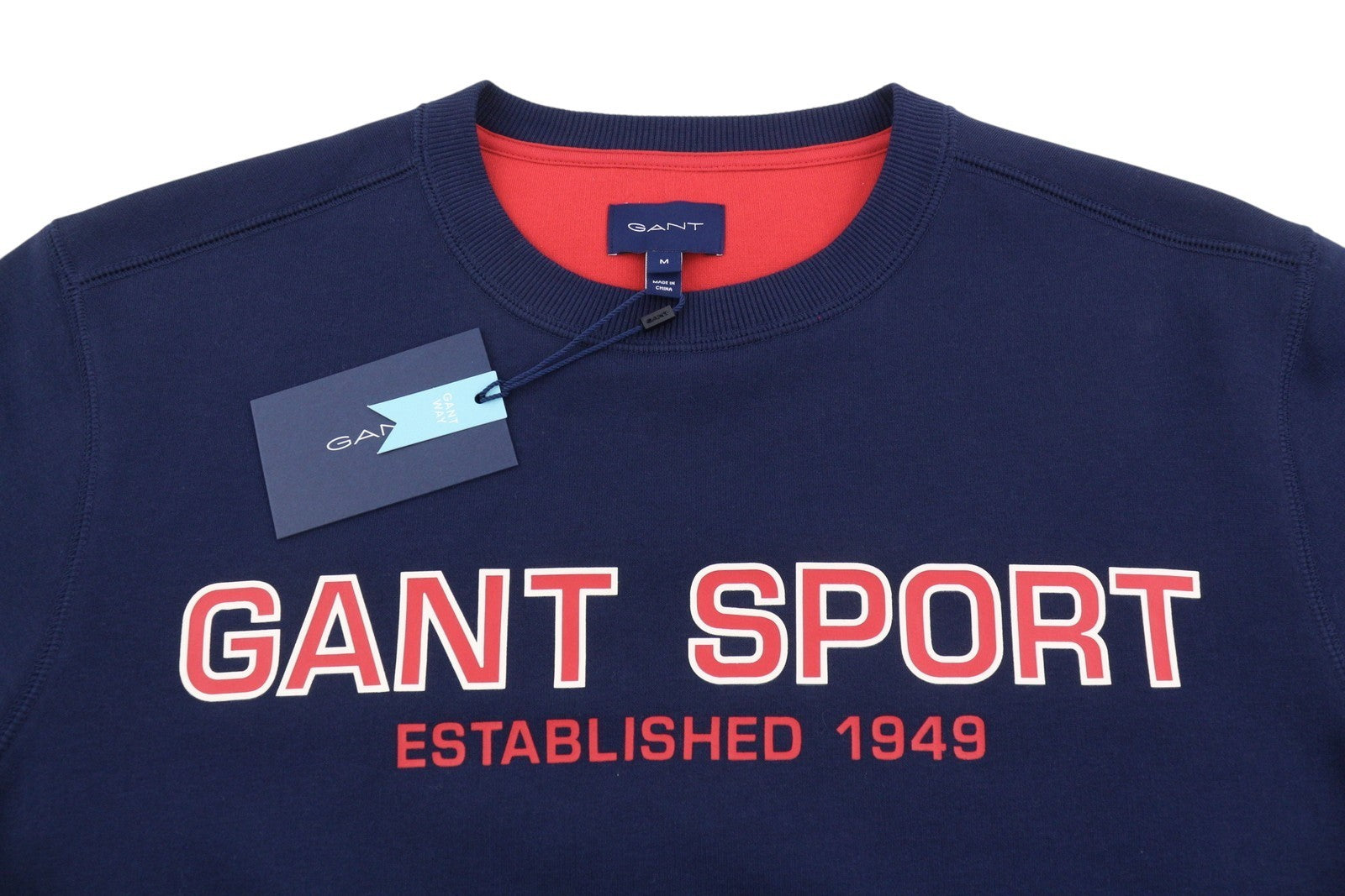 GANT Sport C-Neck Men Sweatshirt M Classic Blue Front Logo Long Sleeve Pullover