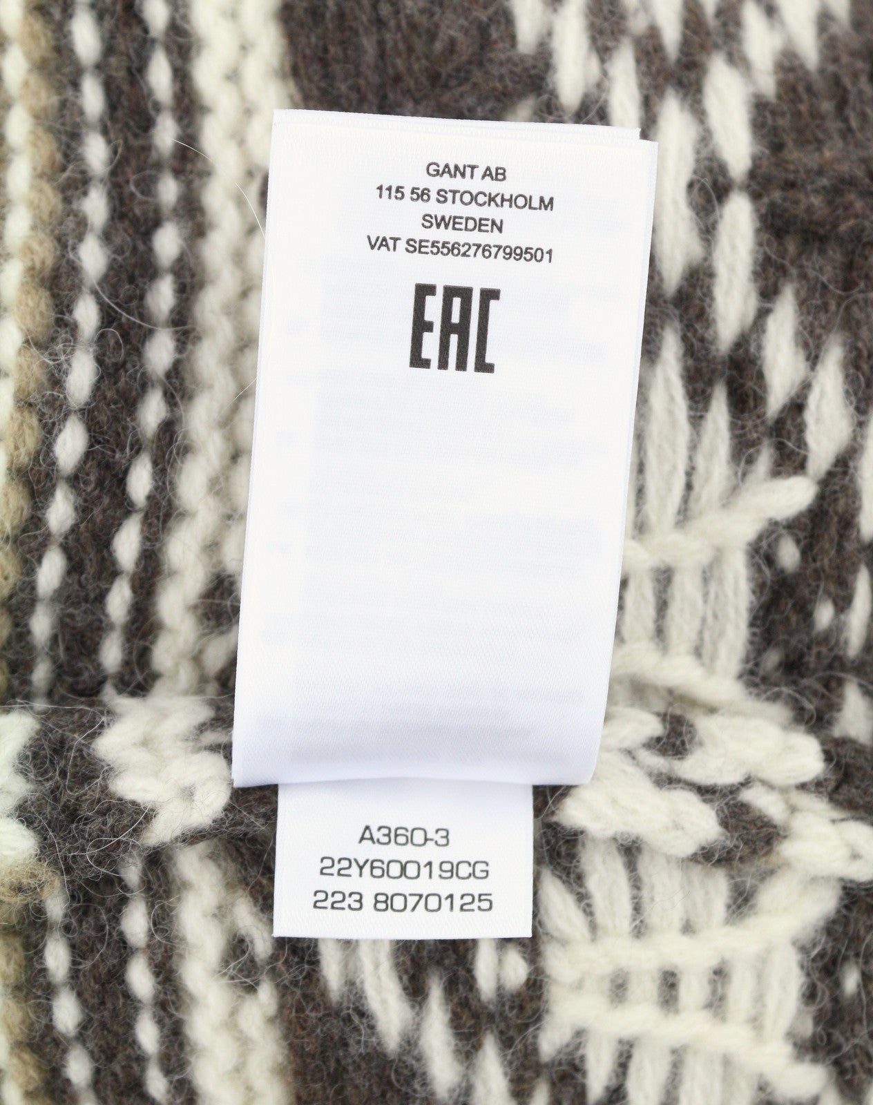 GANT didelis deimantinis vyriškas megztinis M rudas melanžas vilnonis alpakos rašto megztinis RRP249 