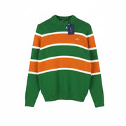 GANT Striped C-Neck Men Jumper M Lavish Green Cotton Tight-Knit Logo Pullover