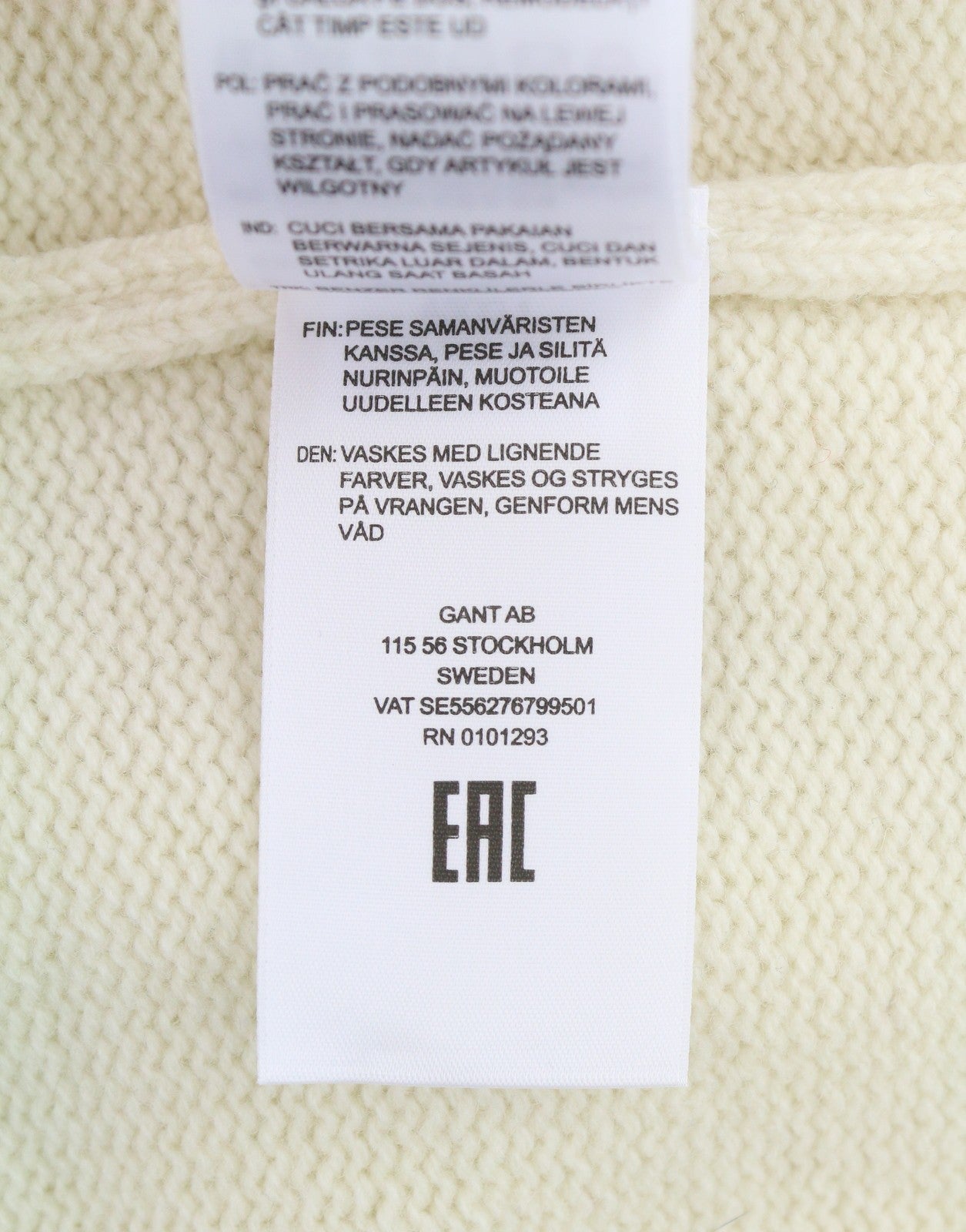 GANT Tag Wool Turtleneck Men Jumper L Cream Lambswool Knitted Pullover RRP199