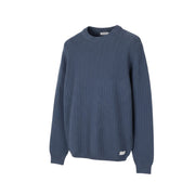 GANT Multi Color Texture C-Neck Men Jumper L Indigo Blue Melange Cotton Pullover