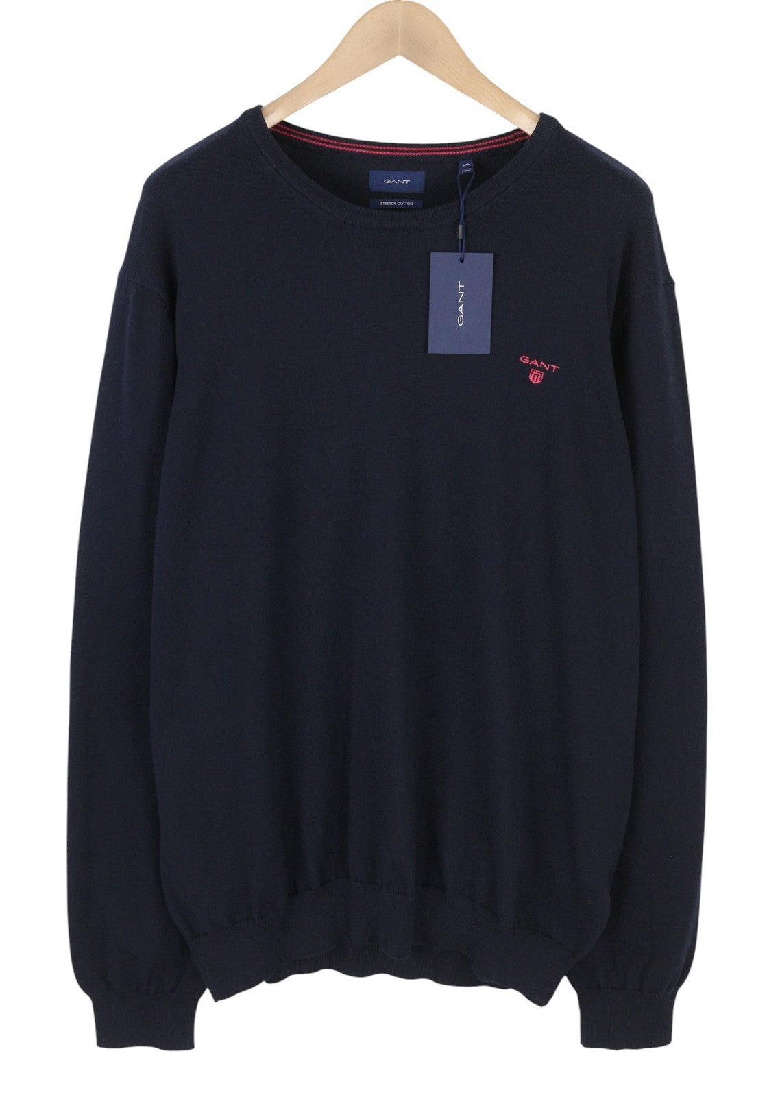 GANT tamprus medvilninis kontrastingas vyriškas megztinis su užtrauktuku, 3XL dydžio, mėlynos spalvos, megztinis 