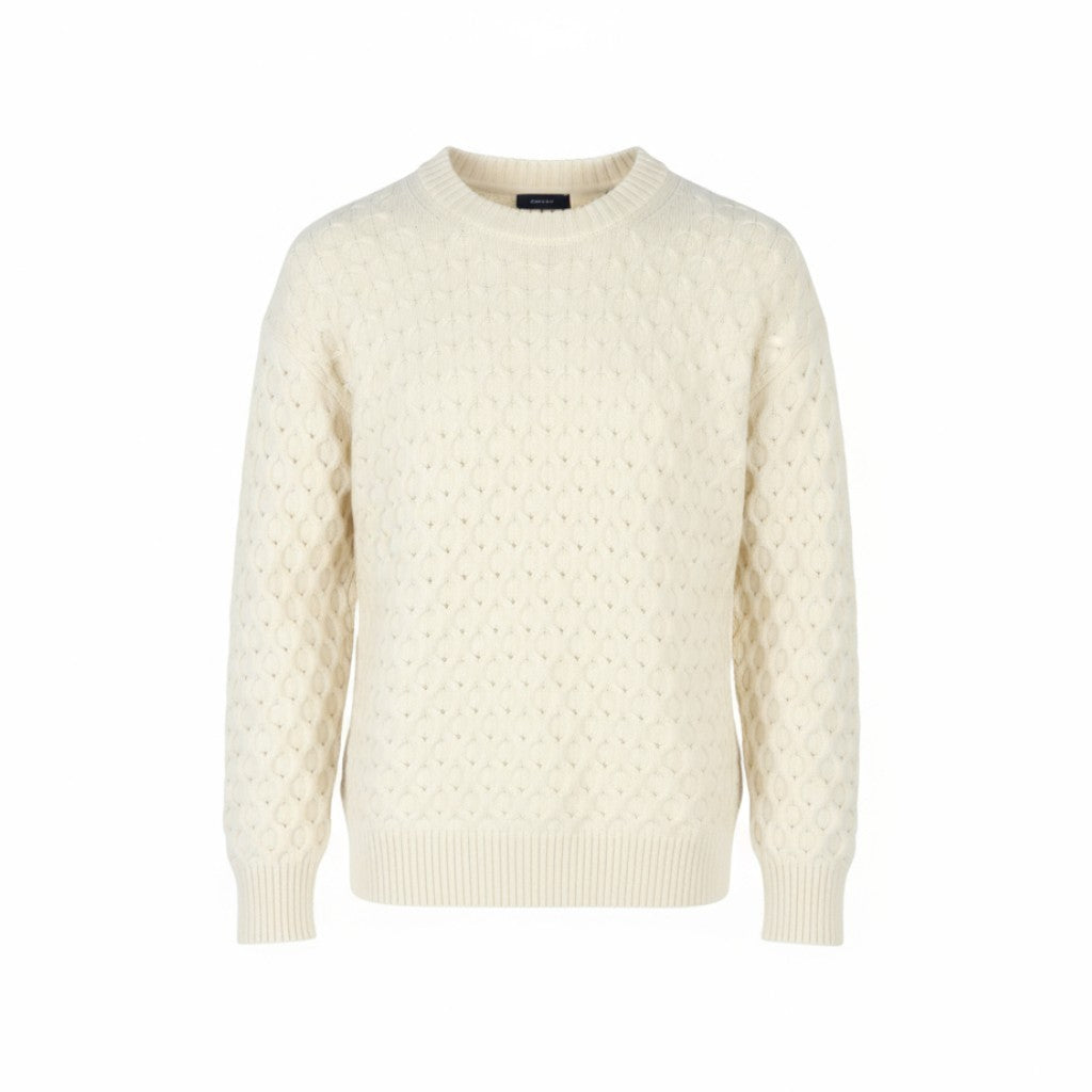 GANT Cable Structure C-Neck moteriškas megztinis L dydžio kreminės spalvos merino vilnos mišinio megztinis 