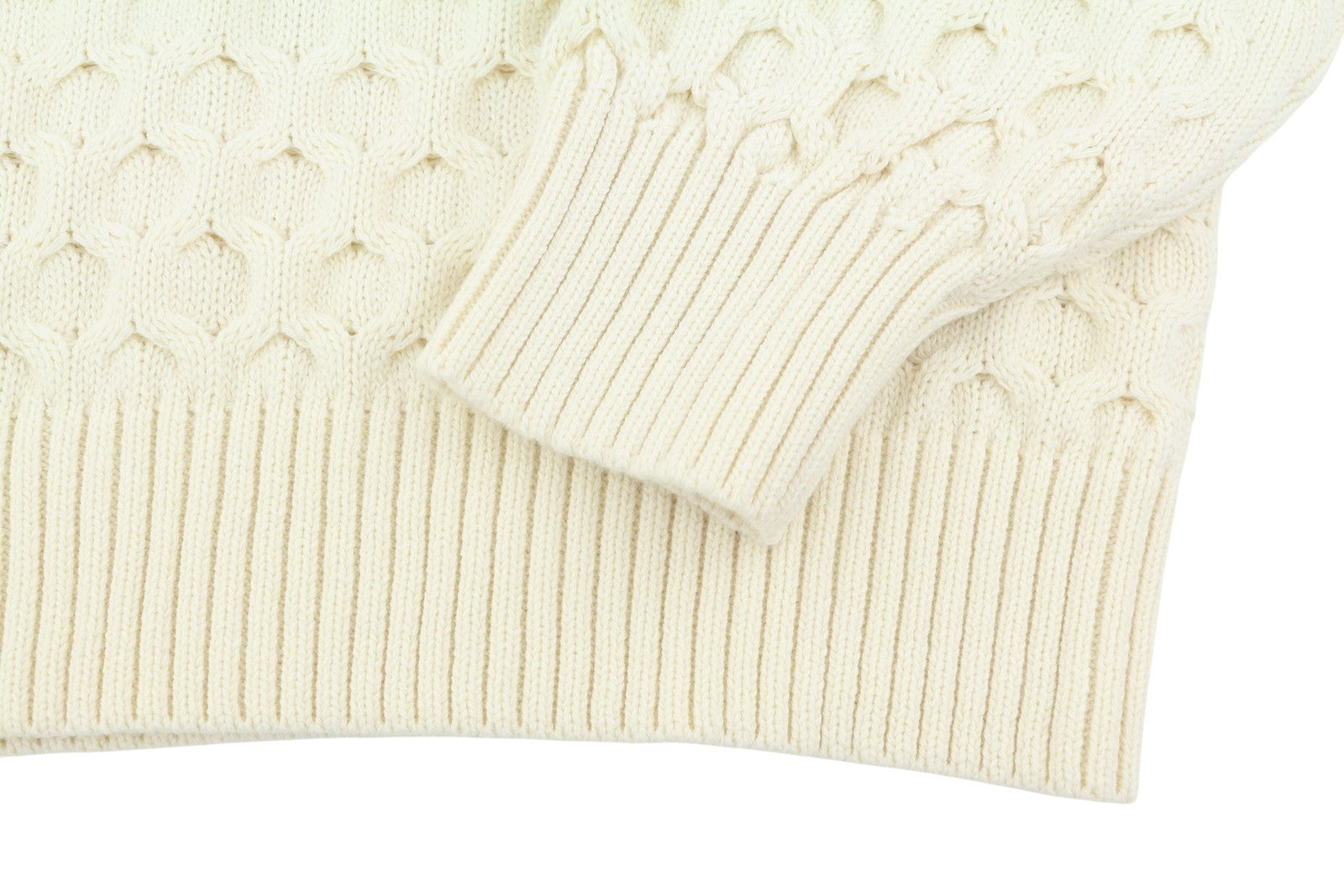 GANT Cable Structure C-Neck Women Jumper L Cream Merino Wool Blend Knit Pullover
