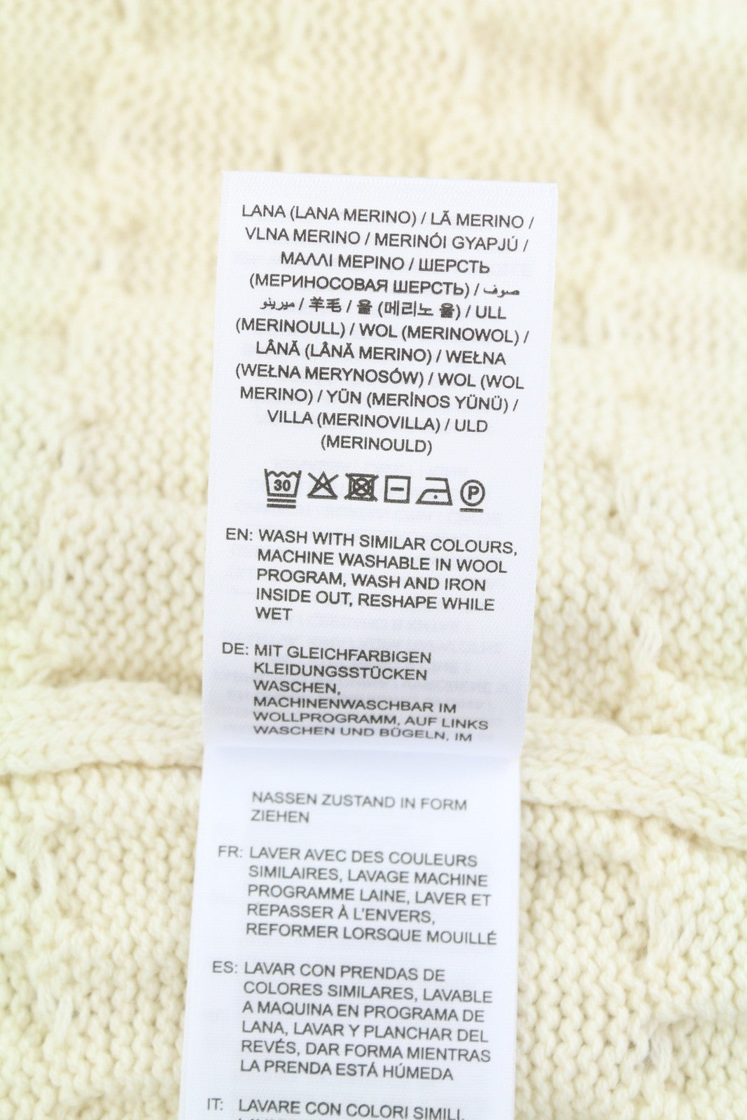 GANT Cable Structure C-Neck Women Jumper L Cream Merino Wool Blend Knit Pullover