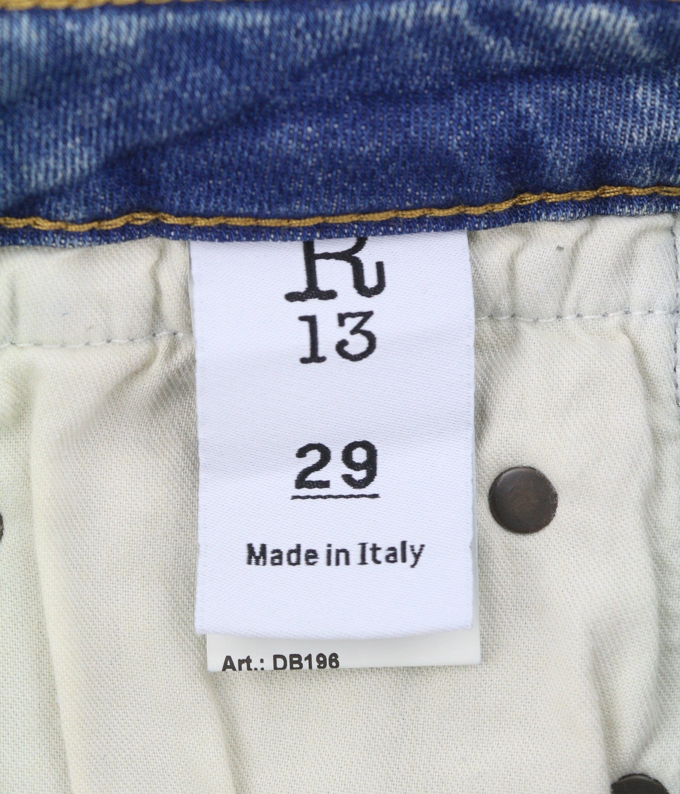 R13 berniukiški tiesūs moteriški džinsai 29 Kelly tamprūs trumpi išblukintos mėlynos spalvos FW25 RRP699 