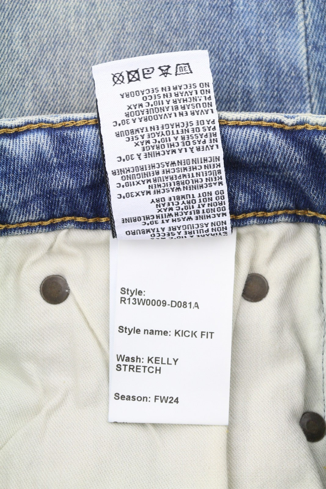 R13 Kick Fit Women Jeans 25 Kelly Stretch Flare Cropped Ankle Faded Blue RRP699