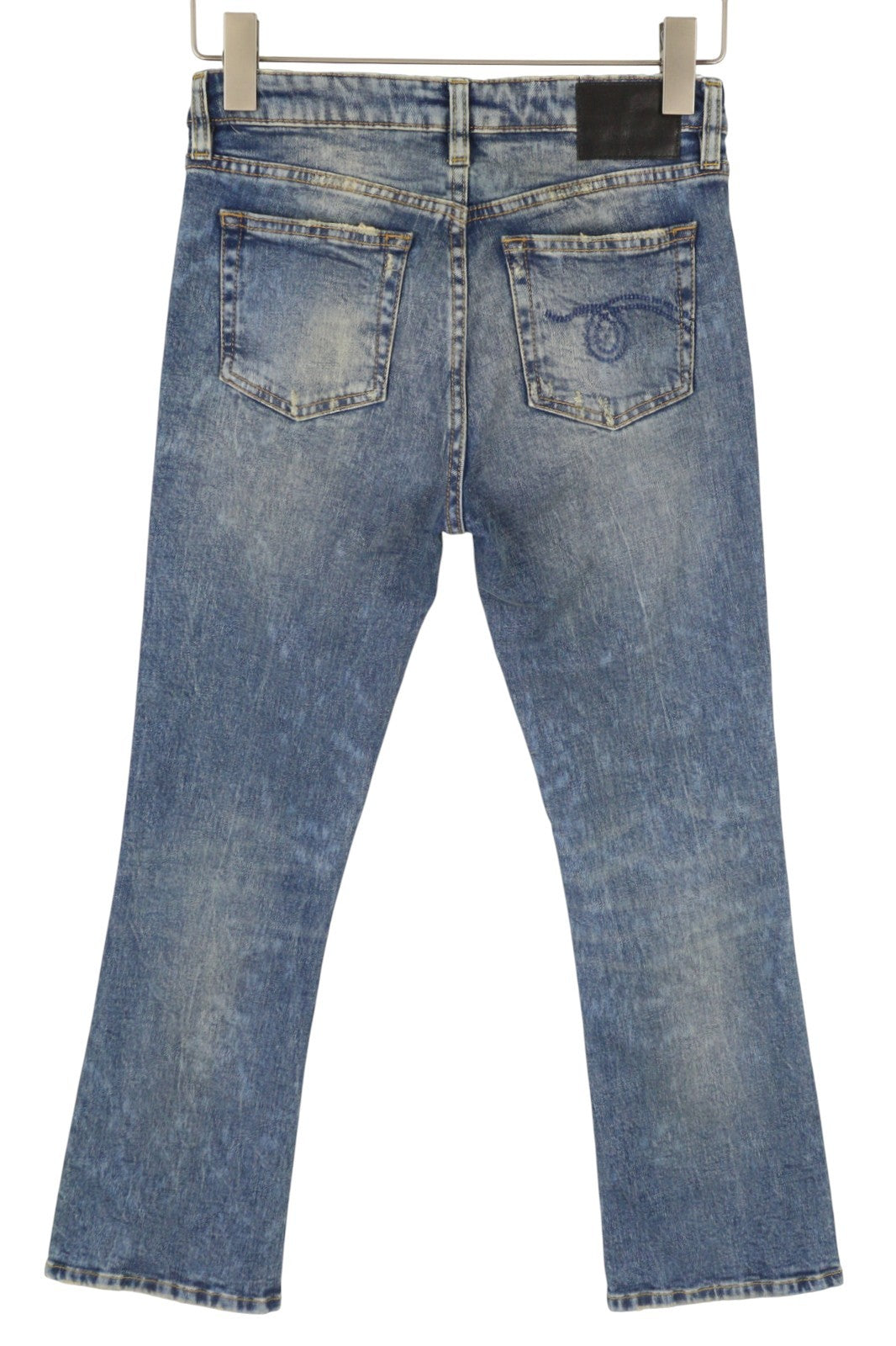 R13 Kick Fit Women Jeans 25 Kelly Stretch Flare Cropped Ankle Faded Blue RRP699