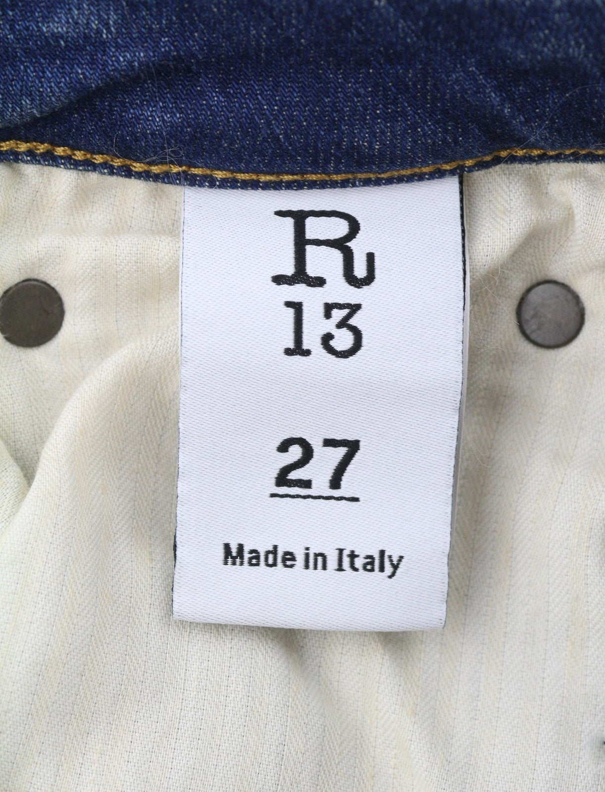 R13 Kate Skinny Women Jeans 27 W Let Down Hem Cuff Kinsley Stretch Distress Blue