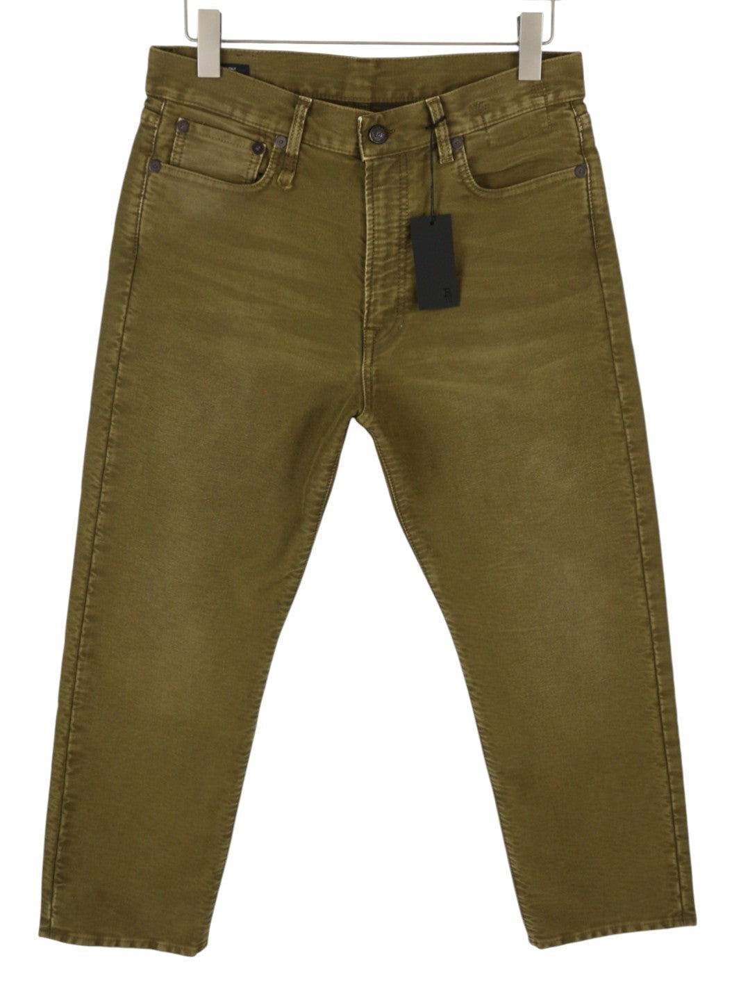 R13 Boyfriend Women Jeans 28 Olive Garment Dyed Moleskin Zip Fly FW25 RRP790