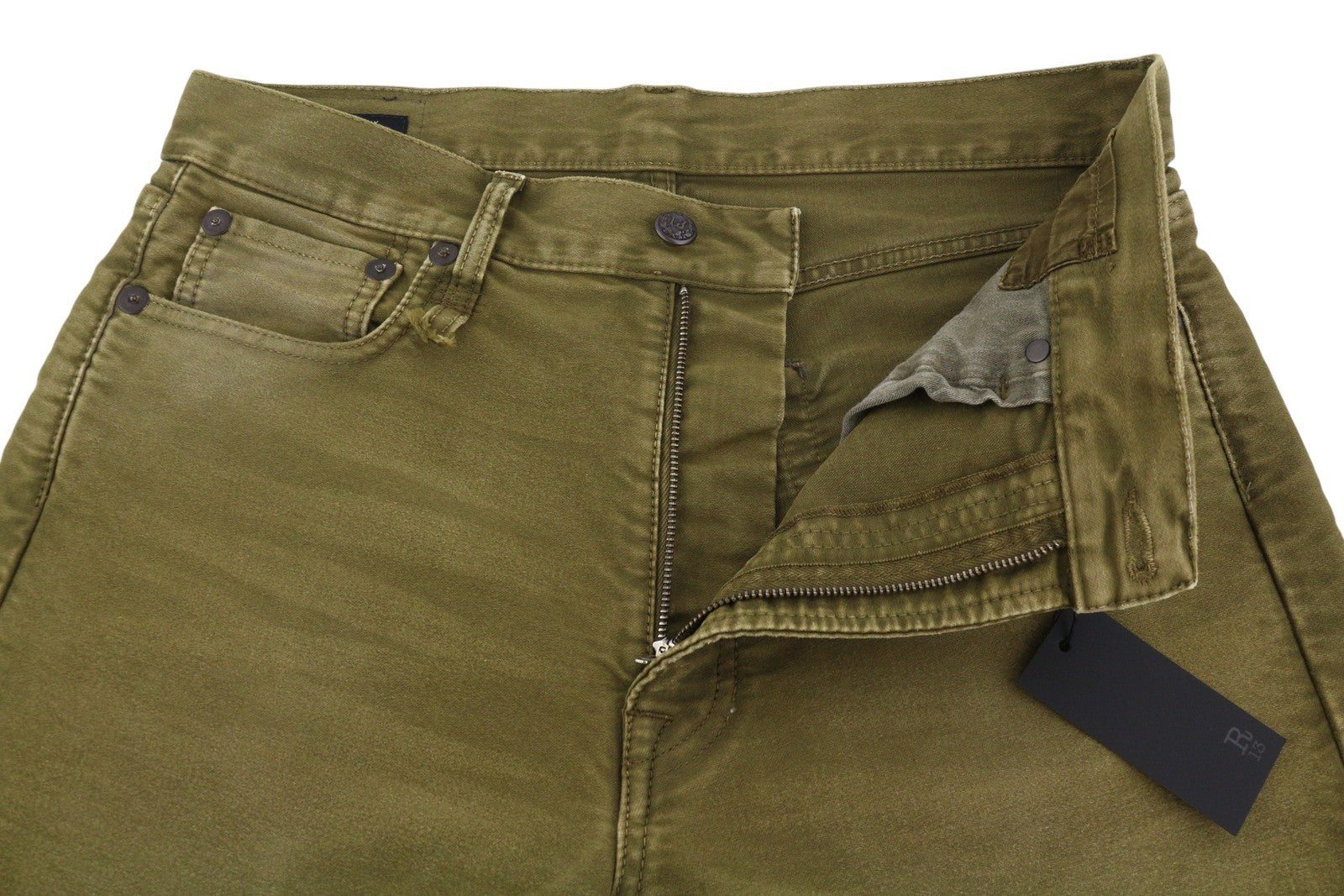 R13 Boyfriend Women Jeans 28 Olive Garment Dyed Moleskin Zip Fly FW25 RRP790