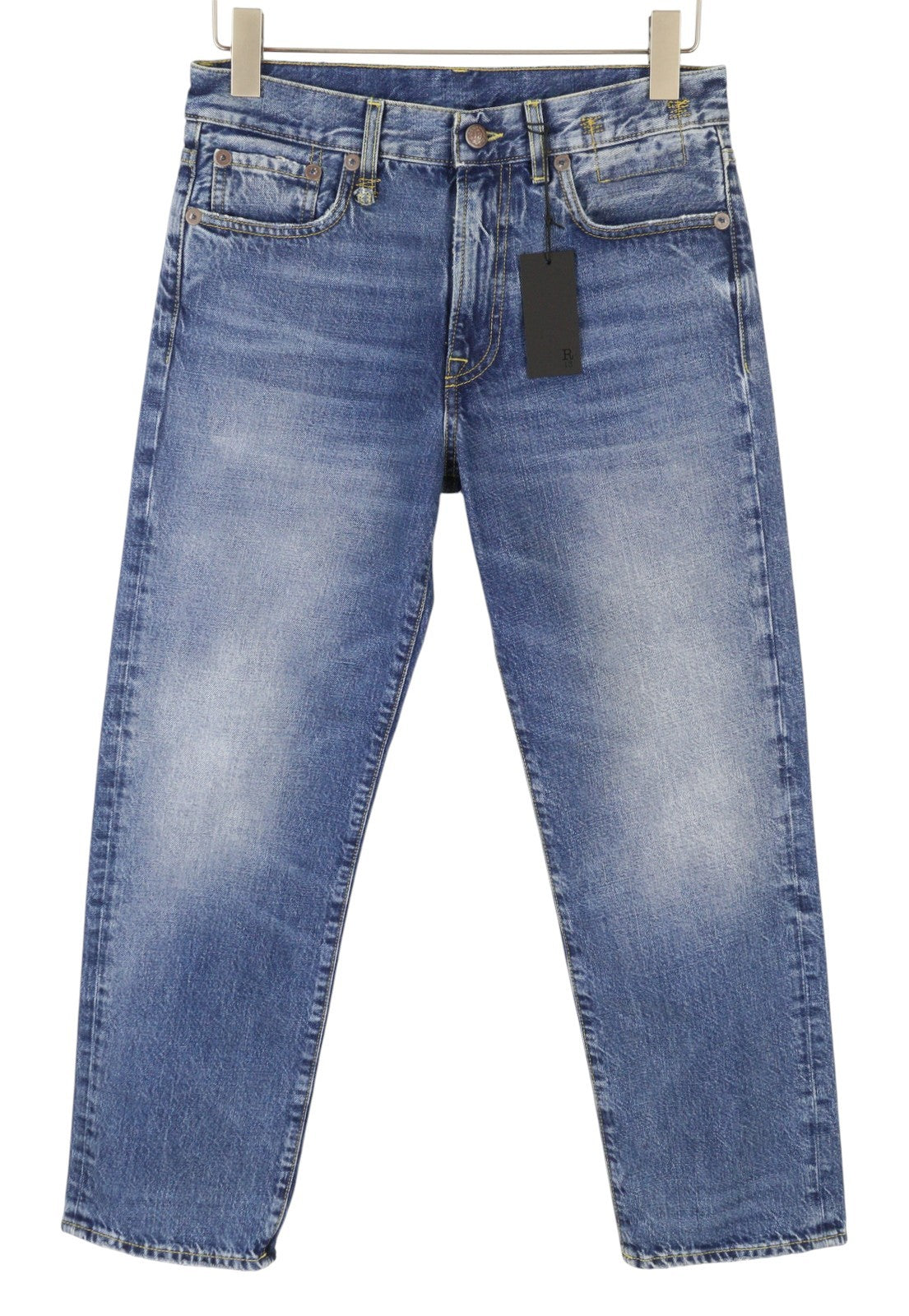 R13 Romeo Women Jeans 26 Hutton Blue Faded Denim Cropped Zip Fly FW25 RRP799