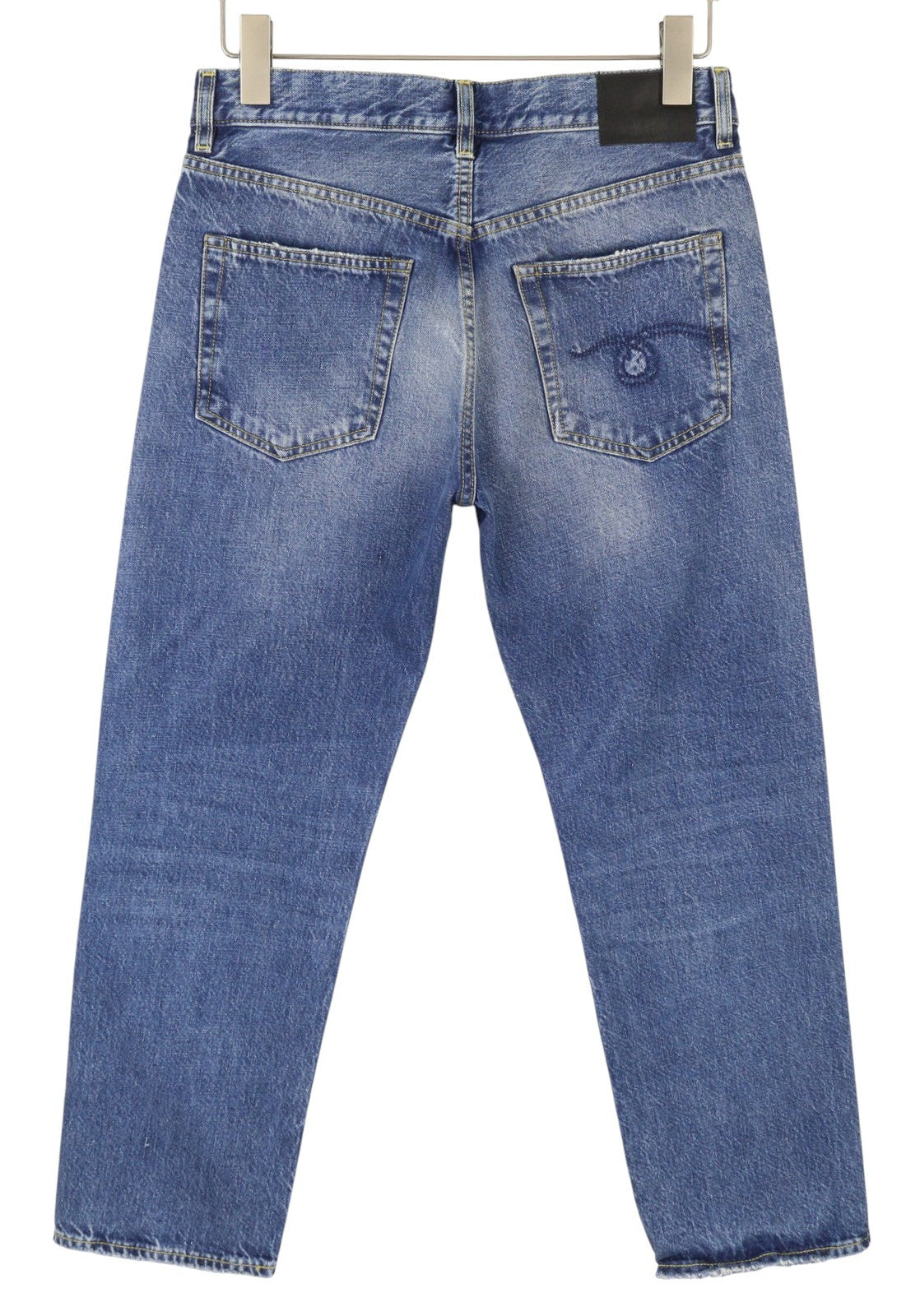 R13 Romeo Women Jeans 26 Hutton Blue Faded Denim Cropped Zip Fly FW25 RRP799