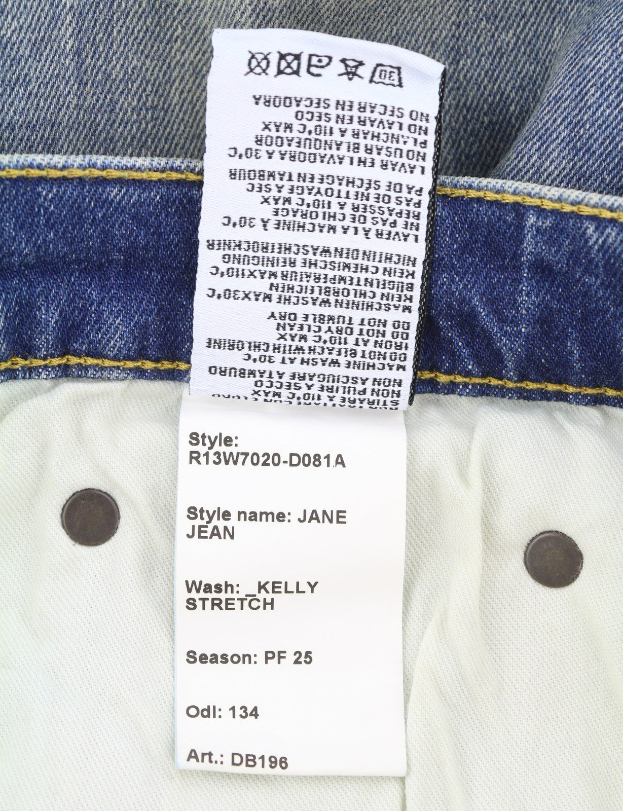 R13 Jane Women Jeans 28 Kelly Stretch Flared Leg Faded Blue Zip PF25 RPRP645