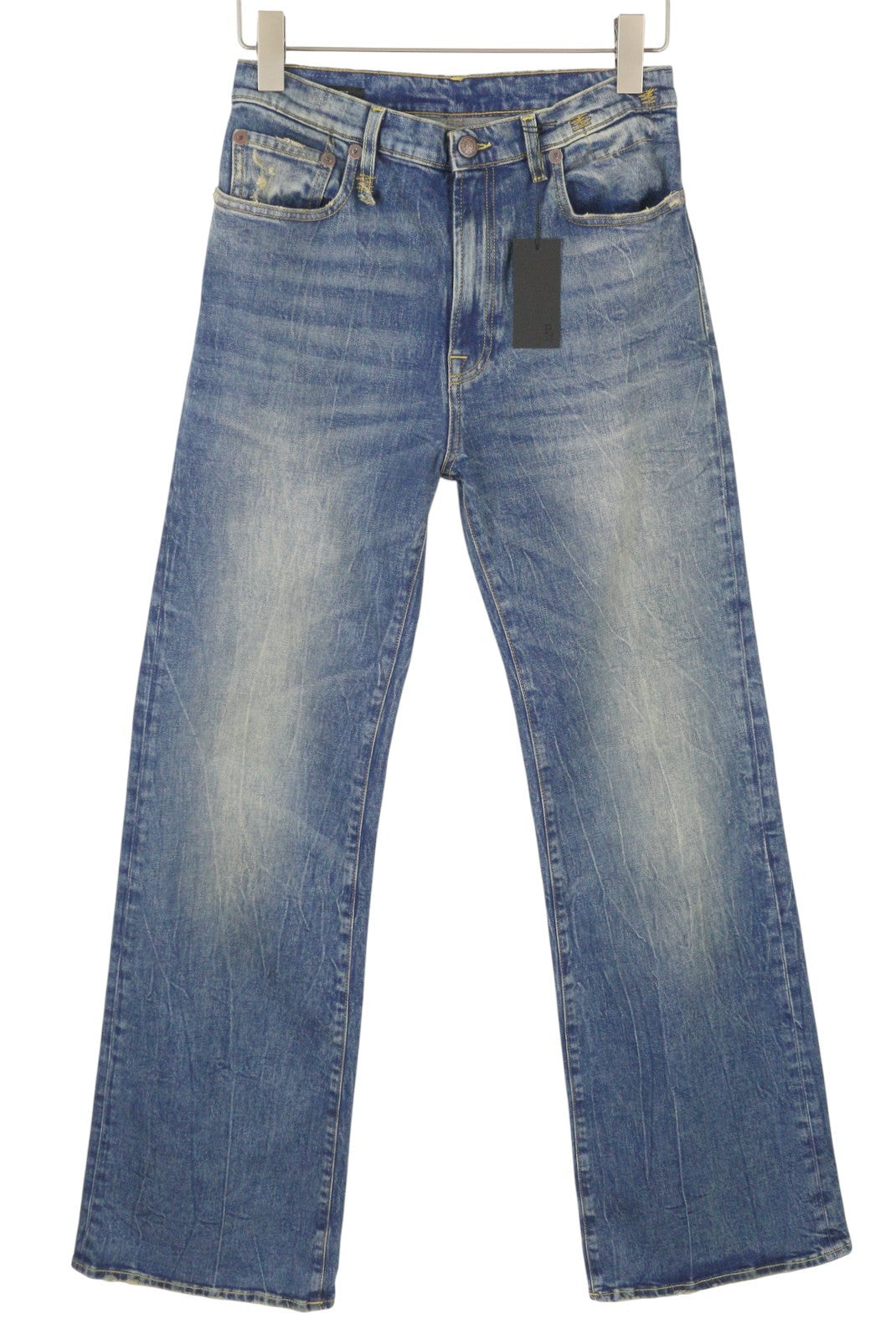 R13 Jane Women Jeans 28 Kelly Stretch Flared Leg Faded Blue Zip PF25 RPRP645