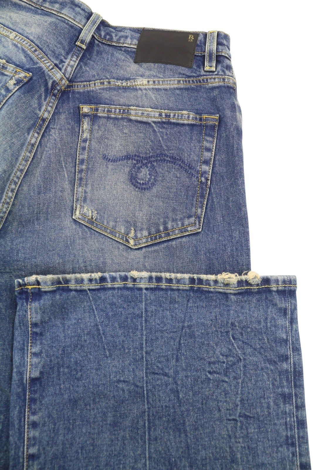 R13 Jane Women Jeans 28 Kelly Stretch Flared Leg Faded Blue Zip PF25 RPRP645