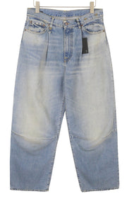 R13 Wayne vyriški džinsai su sąnariais ant kelių, 33 Merrin mėlyni, išblukę ūsai, klostuoti PF25 