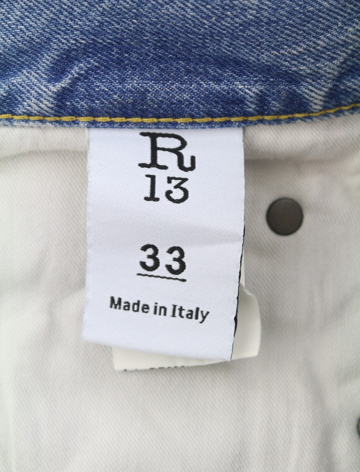 R13 Wayne vyriški džinsai su sąnariais ant kelių, 33 Merrin mėlyni, išblukę ūsai, klostuoti PF25 