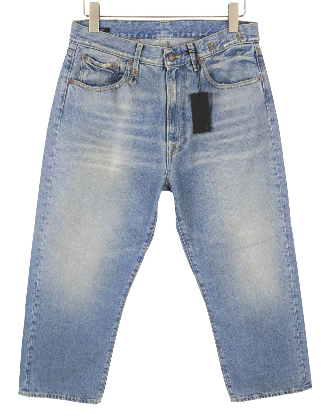 R13 X-BF Women Jeans 27 Merrin Blue Whiskers Washed Low Rise Zip Fly PF25 RRP799