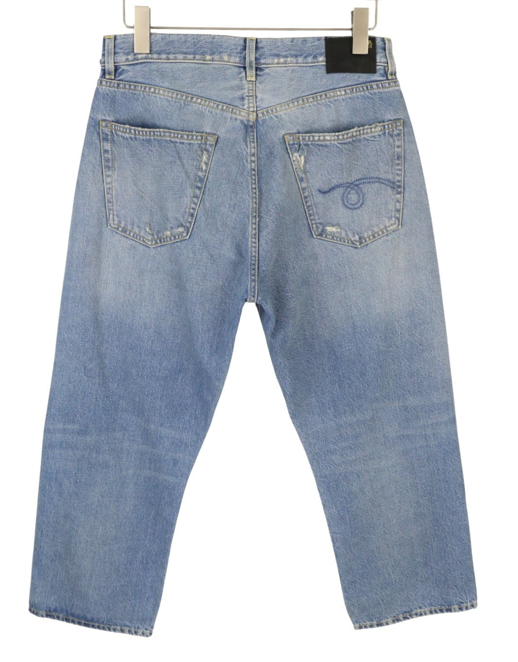 R13 X-BF Women Jeans 27 Merrin Blue Whiskers Washed Low Rise Zip Fly PF25 RRP799