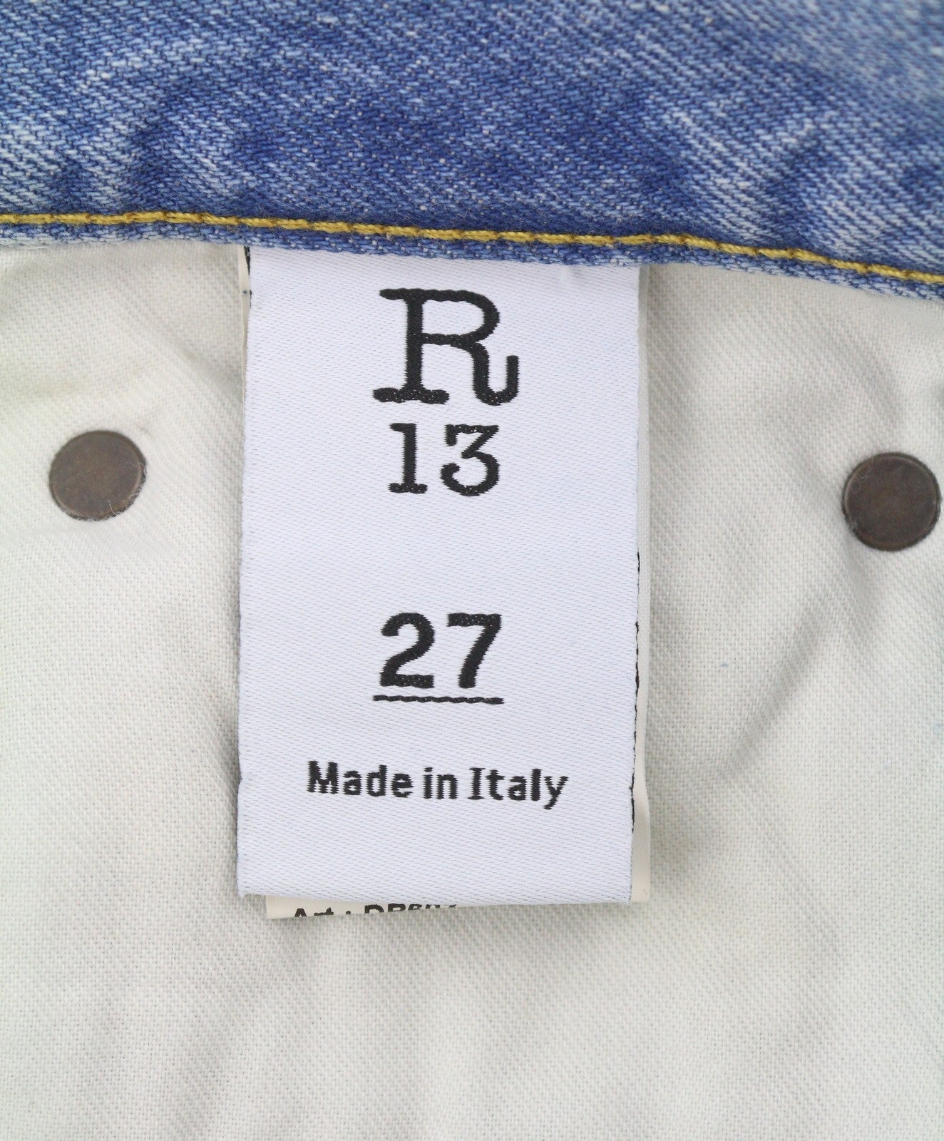 R13 X-BF Women Jeans 27 Merrin Blue Whiskers Washed Low Rise Zip Fly PF25 RRP799