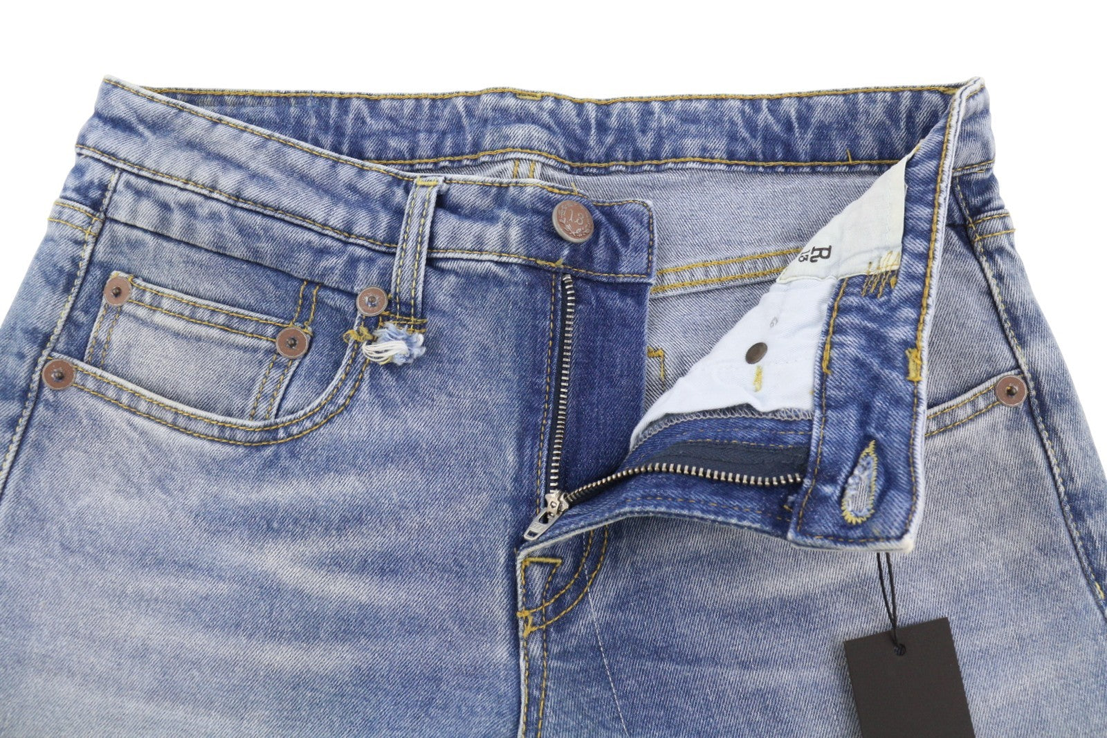 R13 Boy Skinny Women Jeans 27 Jasper Stretch Cropped Ankle Zip Fly Faded Blue