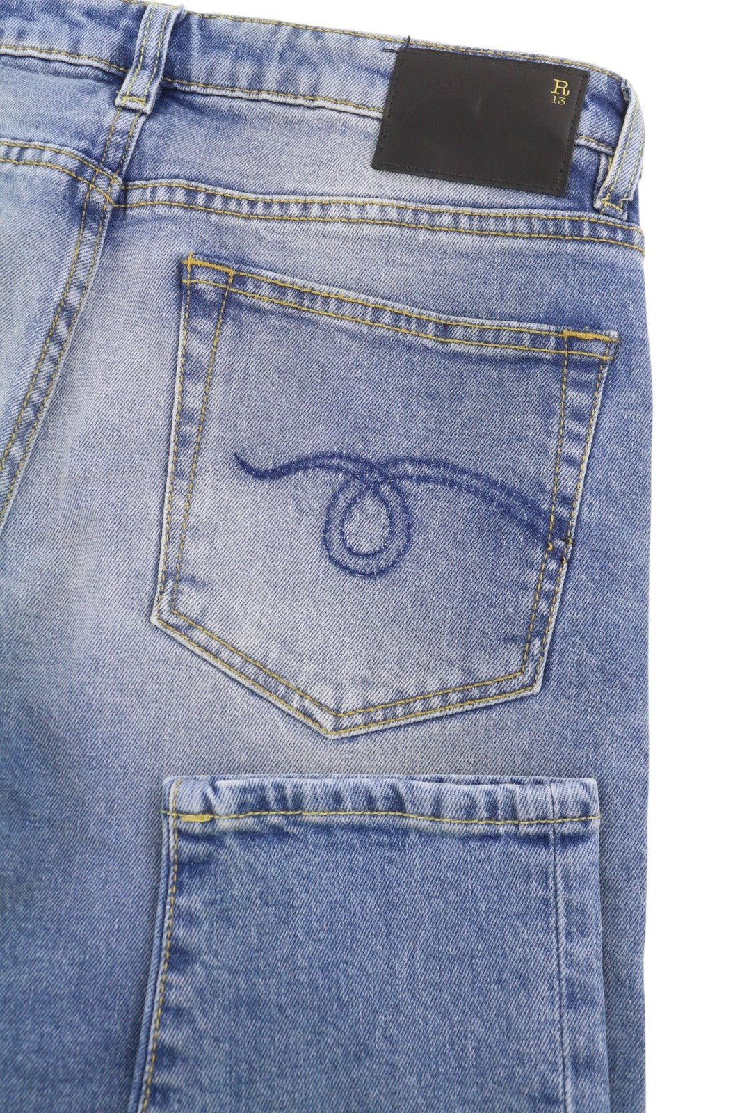 R13 Boy Skinny Women Jeans 27 Jasper Stretch Cropped Ankle Zip Fly Faded Blue