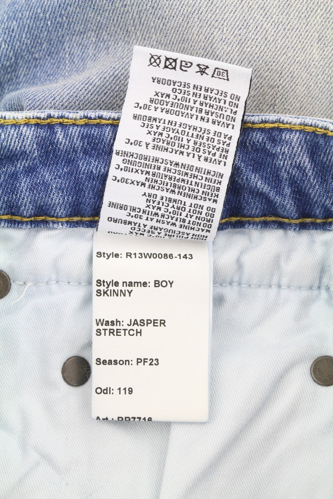 R13 Boy Skinny Women Jeans 27 Jasper Stretch Cropped Ankle Zip Fly Faded Blue