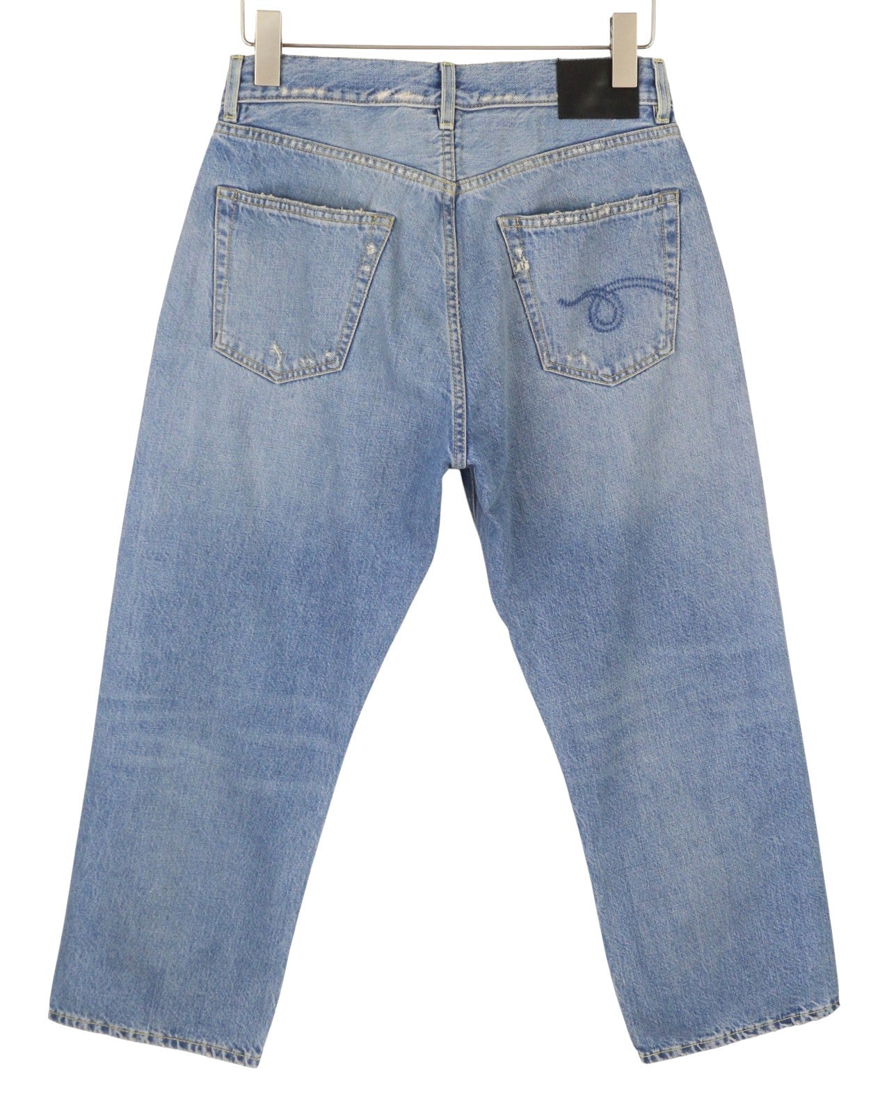 R13 X-BF Women Jeans 25 Merrin Blue Whiskers Washed Low Rise Zip Fly PF25 RRP799