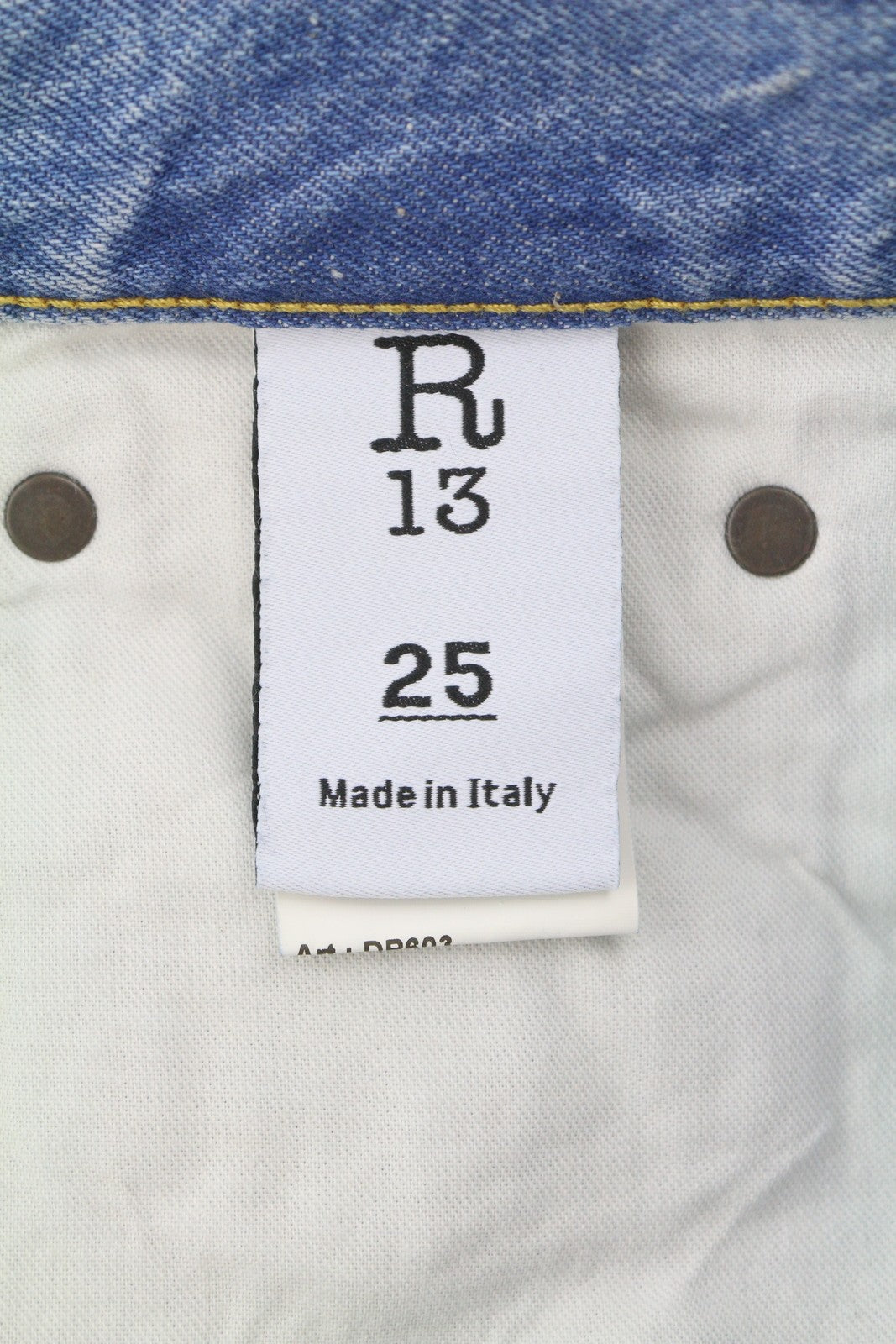 R13 X-BF Women Jeans 25 Merrin Blue Whiskers Washed Low Rise Zip Fly PF25 RRP799