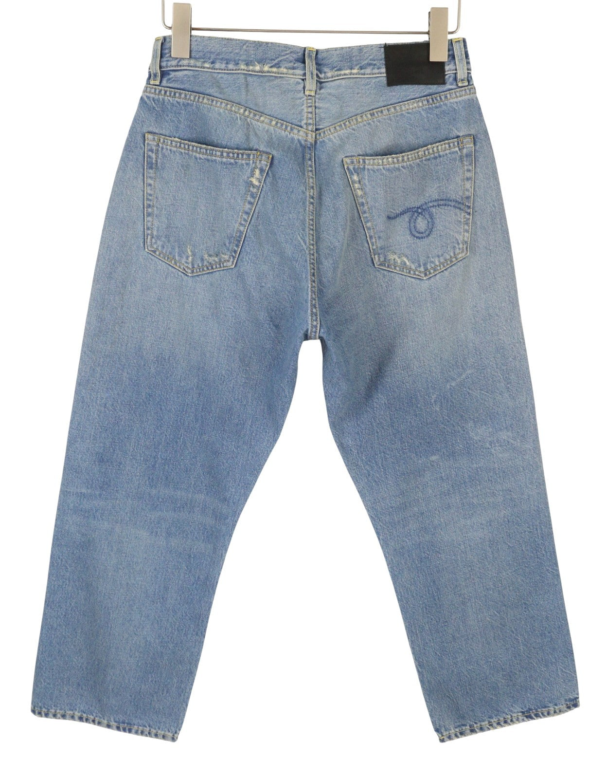 R13 X-BF moteriški džinsai 25 Merrin mėlyni ūsai išblukinti žemo liemens džinsai PF25 RRP799 