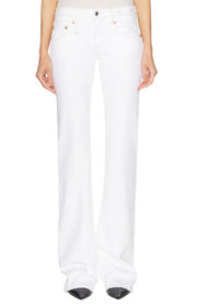 R13 Boy Flare Women Jeans 31 Aerin White Stretch Zip Fly Denim PF25 RRP599