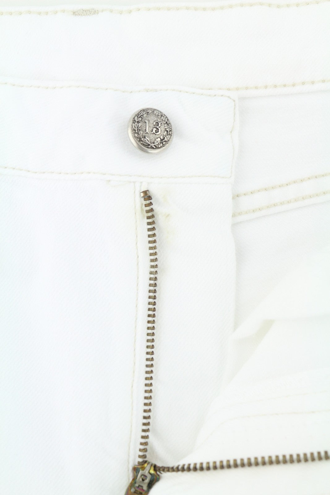 R13 Boy Flare Women Jeans 31 Aerin White Stretch Zip Fly Denim PF25 RRP599