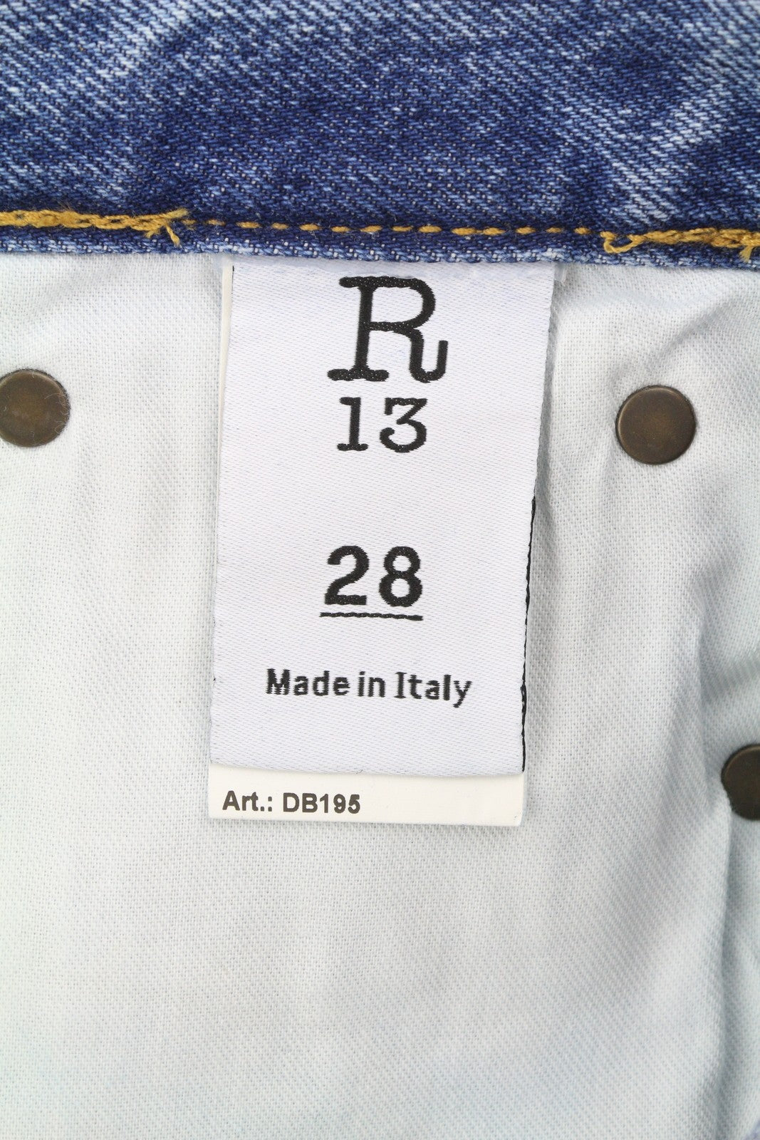 R13 Boyfriend Women Jeans 28 Jasper Whiskers Washed Cropped Blue FW25 RRP699