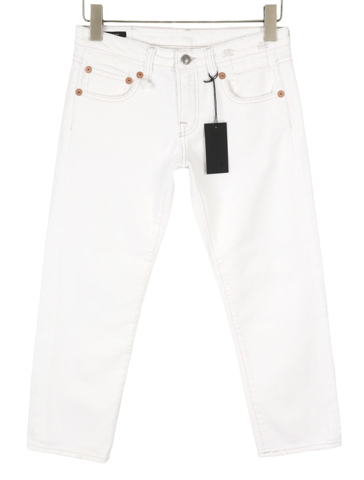 R13 berniukiški tiesūs moteriški džinsai 25 Bale balti trumpi, užtrauktuku iki kulkšnies PS25 RRP499