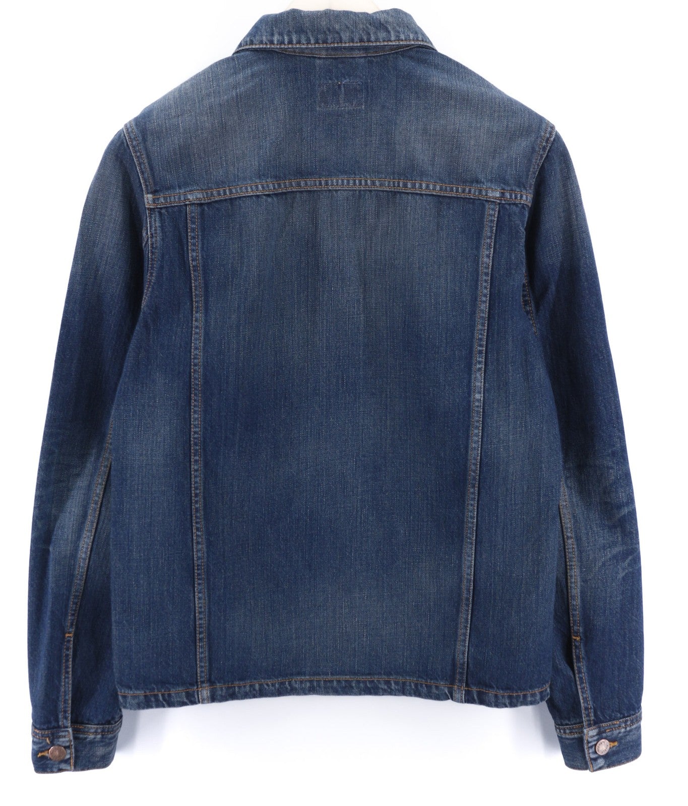 NUDIE JEANS Ronny Worn Authentic vyriška XS dydžio išblukusi polo džinsinė striukė su sunkvežimio priekine dalimi 