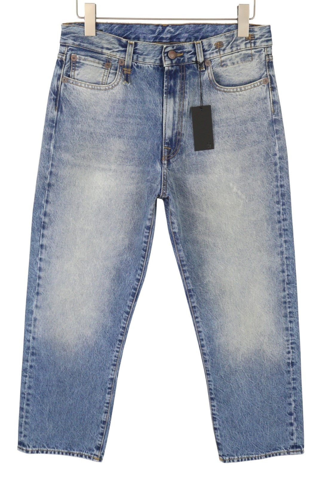 R13 Boyfriend moteriški džinsai, 28 Jasper trumpinti iki kulkšnies, išblukintos mėlynos spalvos su užtrauktuku, FW25, RRP699 