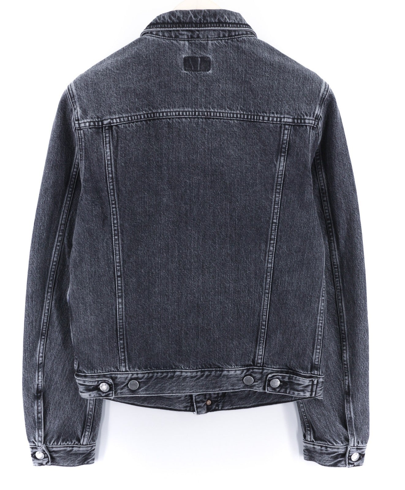 NUDIE JEANS Billy Grey Stardust vyriška S dydžio blukinta džinsinė polo apykaklė 