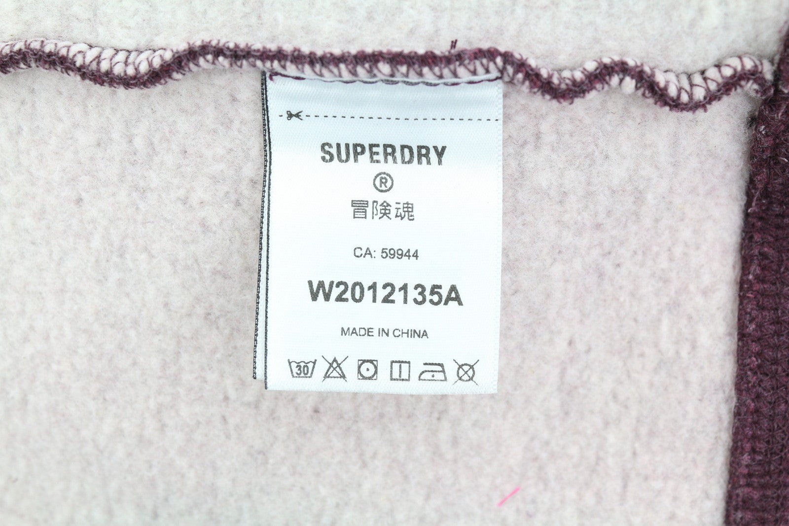 SUPERDRY Chenille VL Graphic moteriškas džemperis su gobtuvu, 38 dydžio, bordo spalvos, megztinis su kengūros kišene 