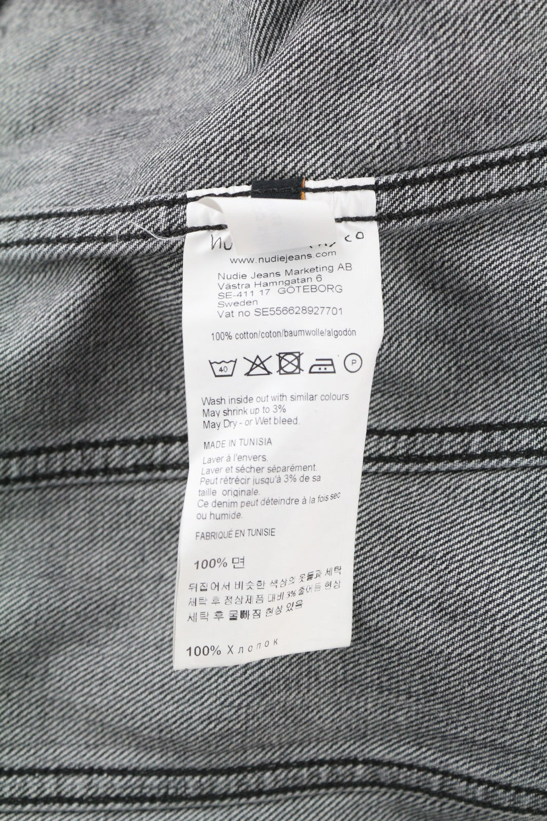 NUDIE JEANS Billy Grey Stardust vyriški polo kaklelio džinsiniai džinsai su sagomis ir pamušalu M dydžio 