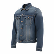 NUDIE JEANS Billy Blue Friend vyriška M dydžio džinsinė striukė su polo apykakle ir organine medvilne 