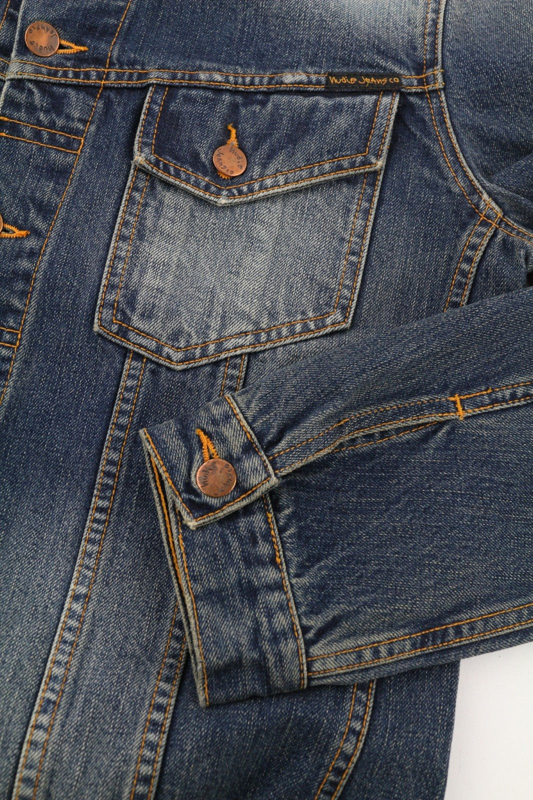 NUDIE JEANS Billy Blue Friend vyriška M dydžio džinsinė striukė su polo apykakle ir organine medvilne 