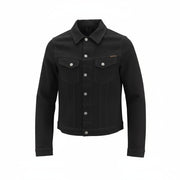 NUDIE JEANS Men's S Black Denim Polo Neck Unlined Button Jacket Logo