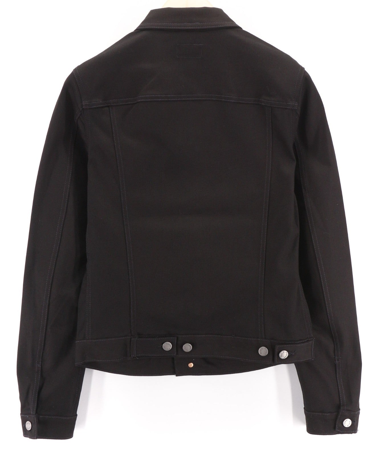 NUDIE JEANS Men's S Black Denim Polo Neck Unlined Button Jacket Logo