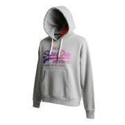 SUPERDRY Tonal VL Graphic Women Hoodie EU38 Melange Grey Kangaroo Logo Pullover