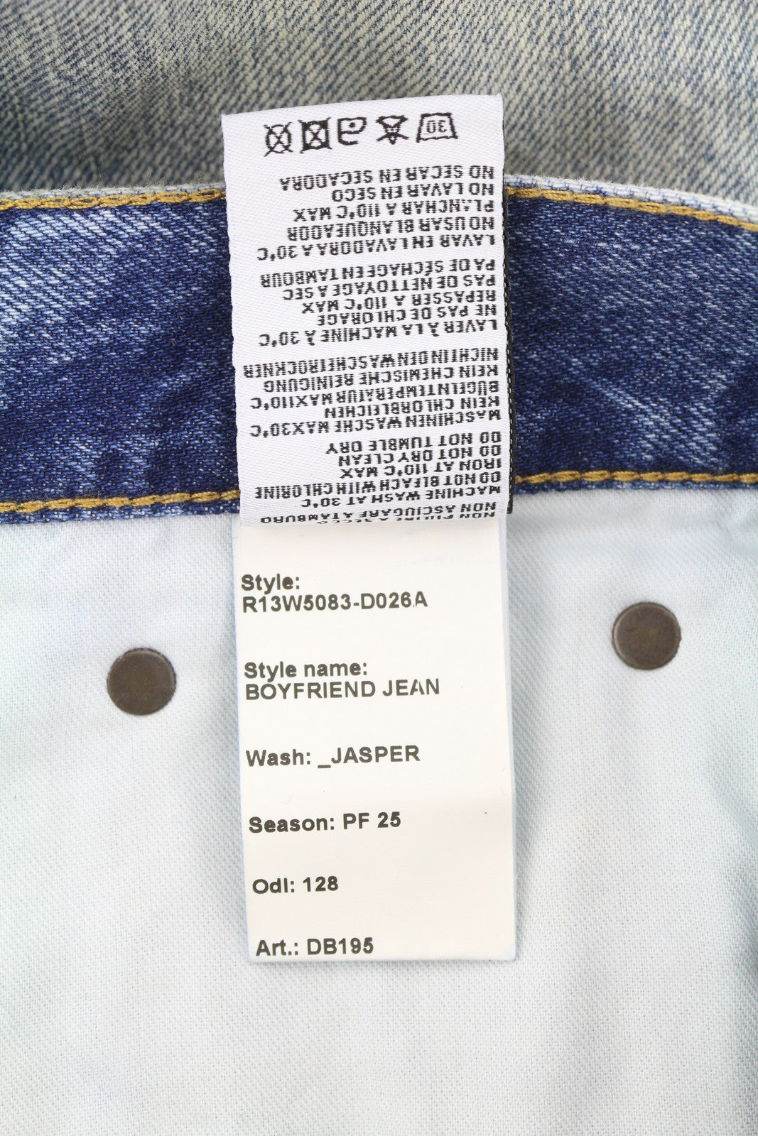 R13 Boyfriend Women Jeans 27 Jasper Cropped Whiskers Faded Blue PF25 RRP699