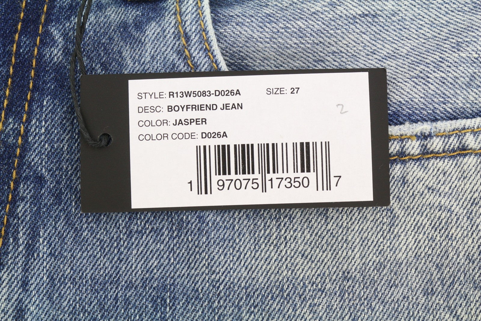 R13 Boyfriend Women Jeans 27 Jasper Cropped Whiskers Faded Blue PF25 RRP699