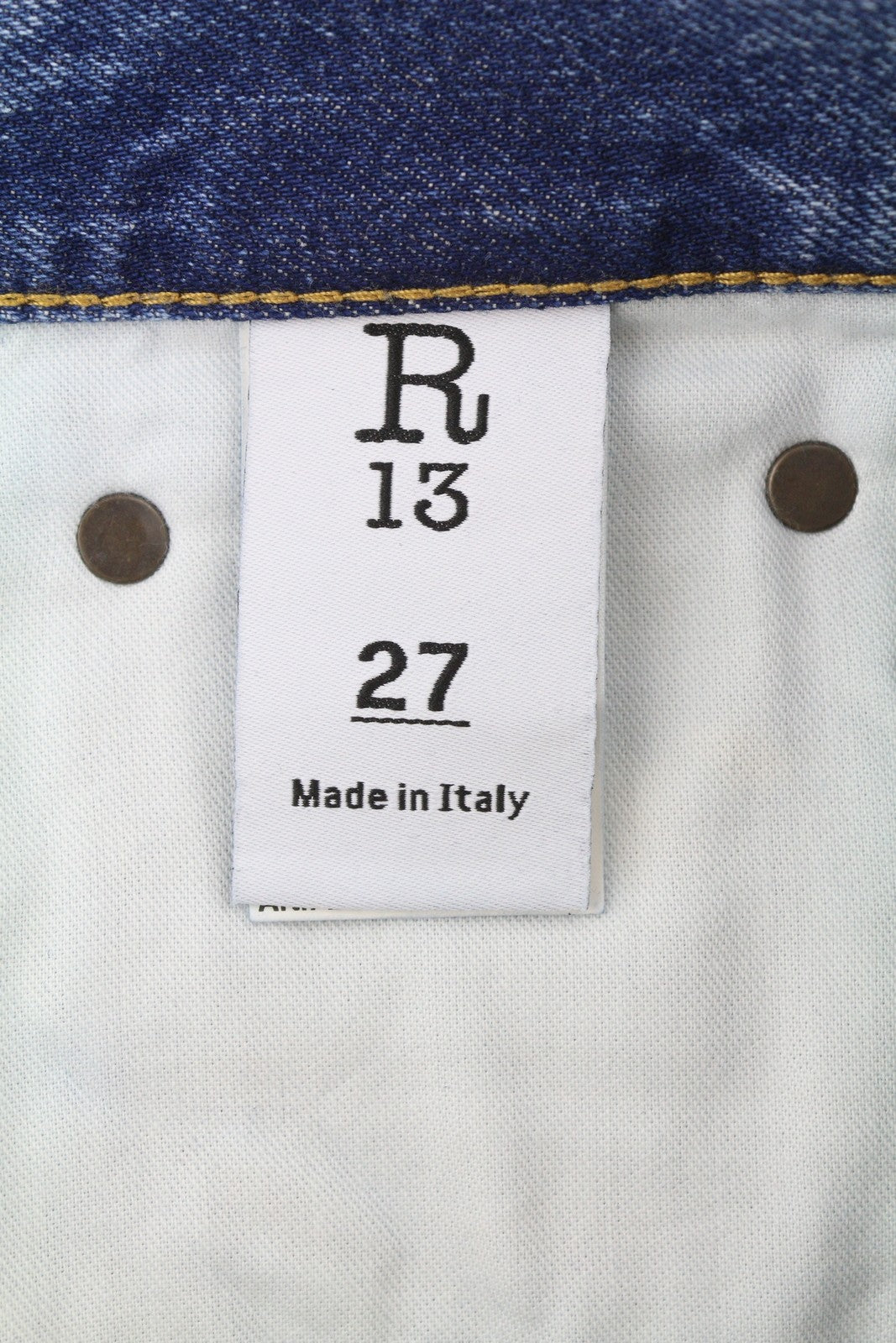 R13 Boyfriend Women Jeans 27 Jasper Cropped Whiskers Faded Blue PF25 RRP699