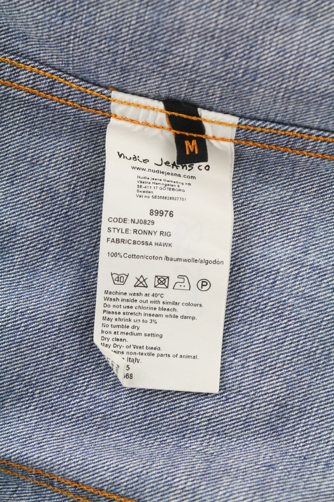 NUDIE JEANS Ronny Rig Bossa Hawk Men's M Faded Blue Denim Polo Jacket